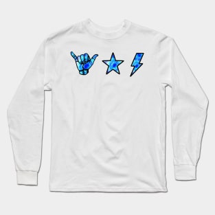 blue tye dye shaka, star and lightning sticker pack Long Sleeve T-Shirt